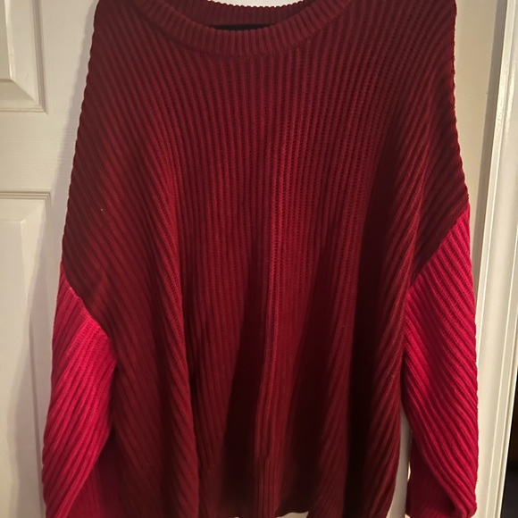 a new day Tops - a new day Women's Burgundy and Red Sweater